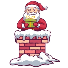 Christmas Decoration Santa with Gift in Chimney Sticker
